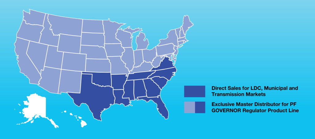 map illustration of Equipment Controls Company territory